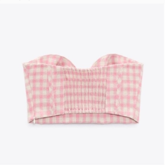 Zara Pink Gingham Bustier Crop Top | Coquette Cottagecore Festival Style (NWT) - Picture 8 of 13